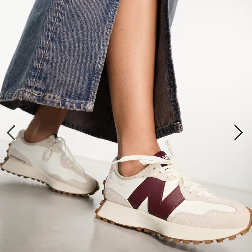 Womens New Balance 327's In Cream & Burgandy